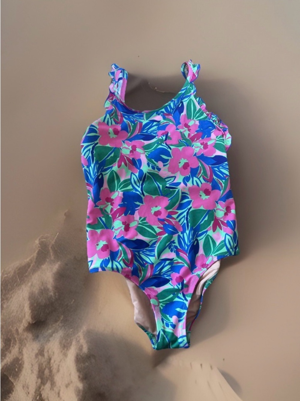 Crewcuts Girls Floral One-Piece Swimsuit - Pink, Blue & Green